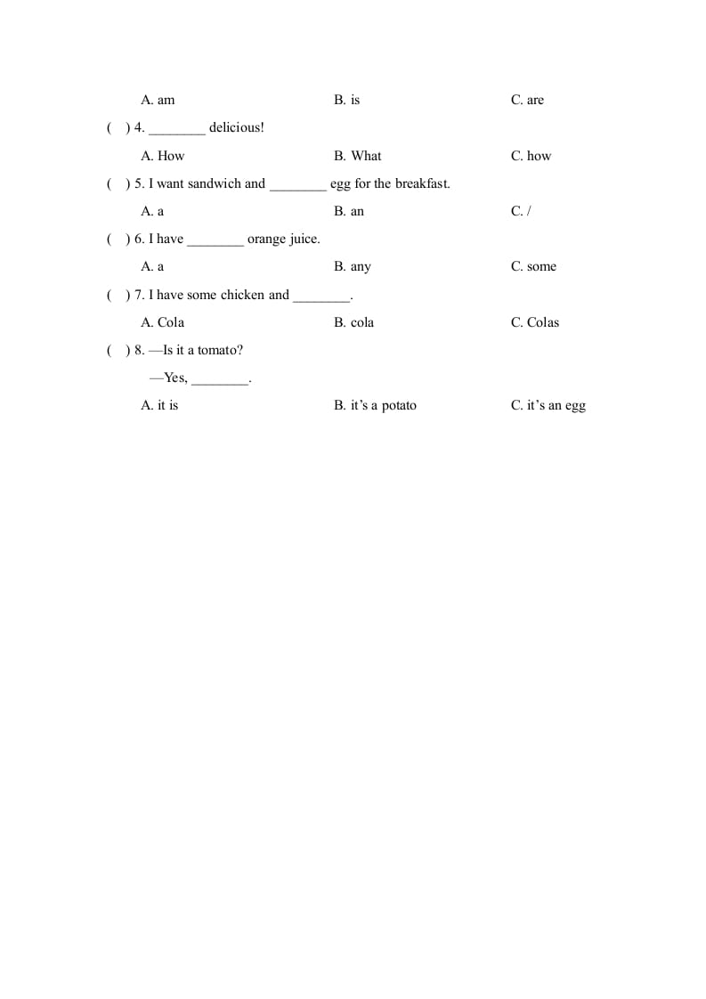 图片[2]-三年级英语上册Unit3_Lesson3课时训练（人教版一起点）-知识笔记