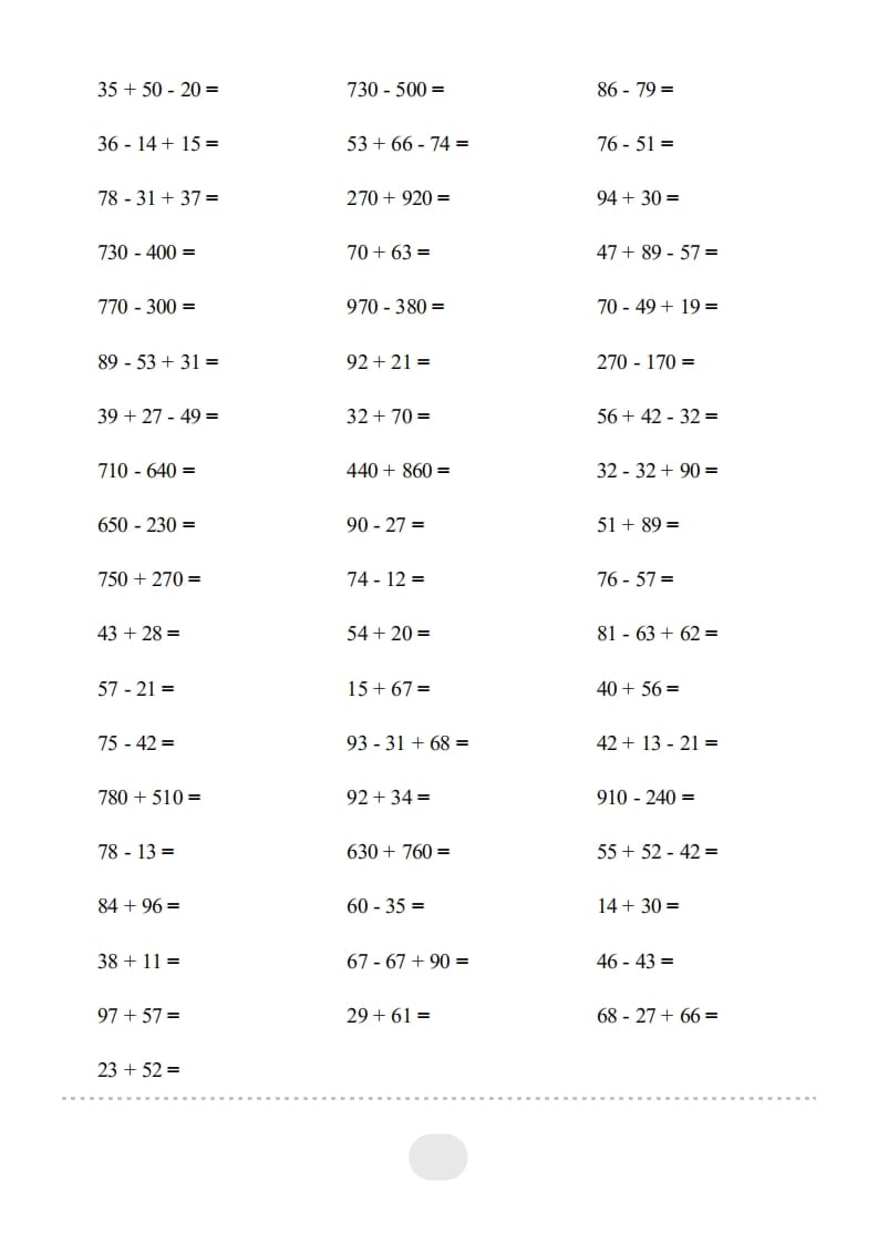 图片[2]-三年级数学上册▲口算题（万以内的加减法(一)）连打2500题（人教版）-知识笔记