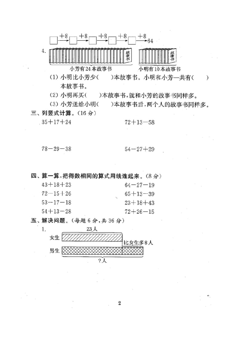 图片[3]-二年级数学上册试卷1全程测评卷(全套)（附完整答案）.doc（苏教版）-知识笔记