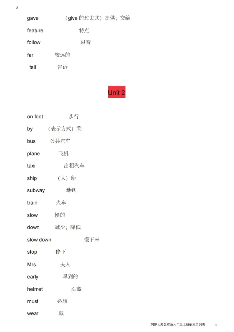 图片[2]-六年级英语上册单词表（人教版PEP）-知识笔记