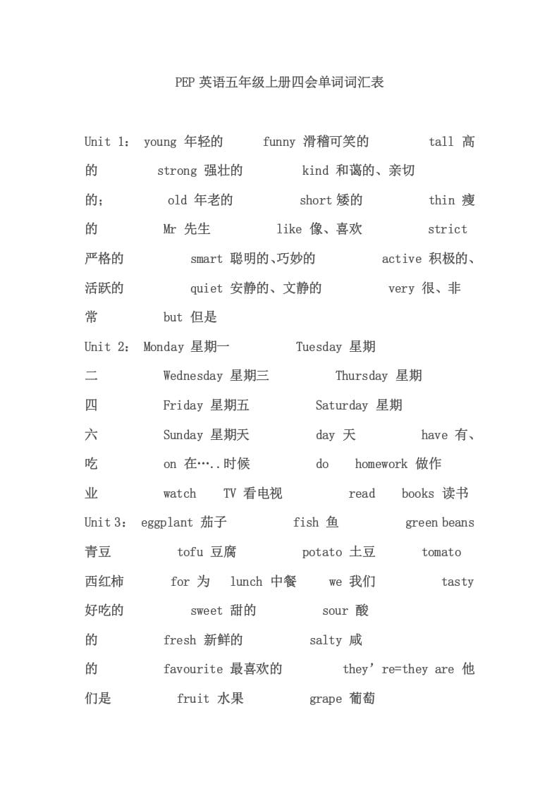 五年级英语上册PEP小学英语五年级上册复习要点提纲（人教版PEP）-知识笔记