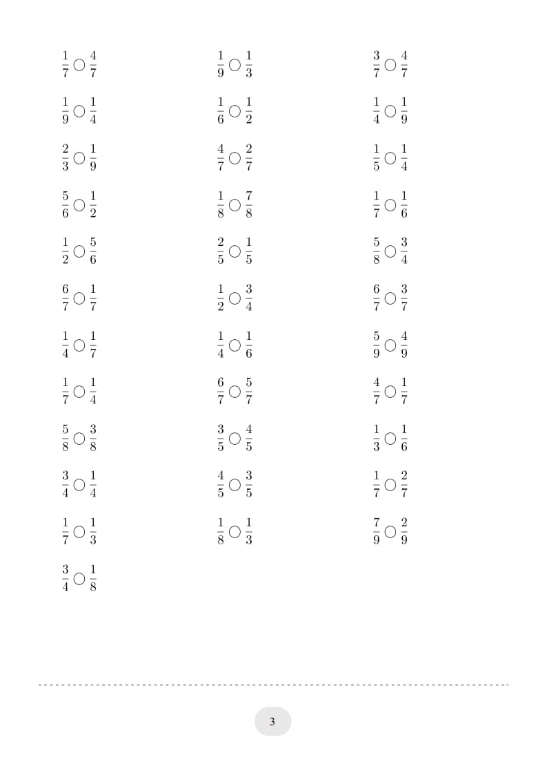 图片[3]-三年级数学上册口算题(分数比大小)1000题（人教版）-知识笔记