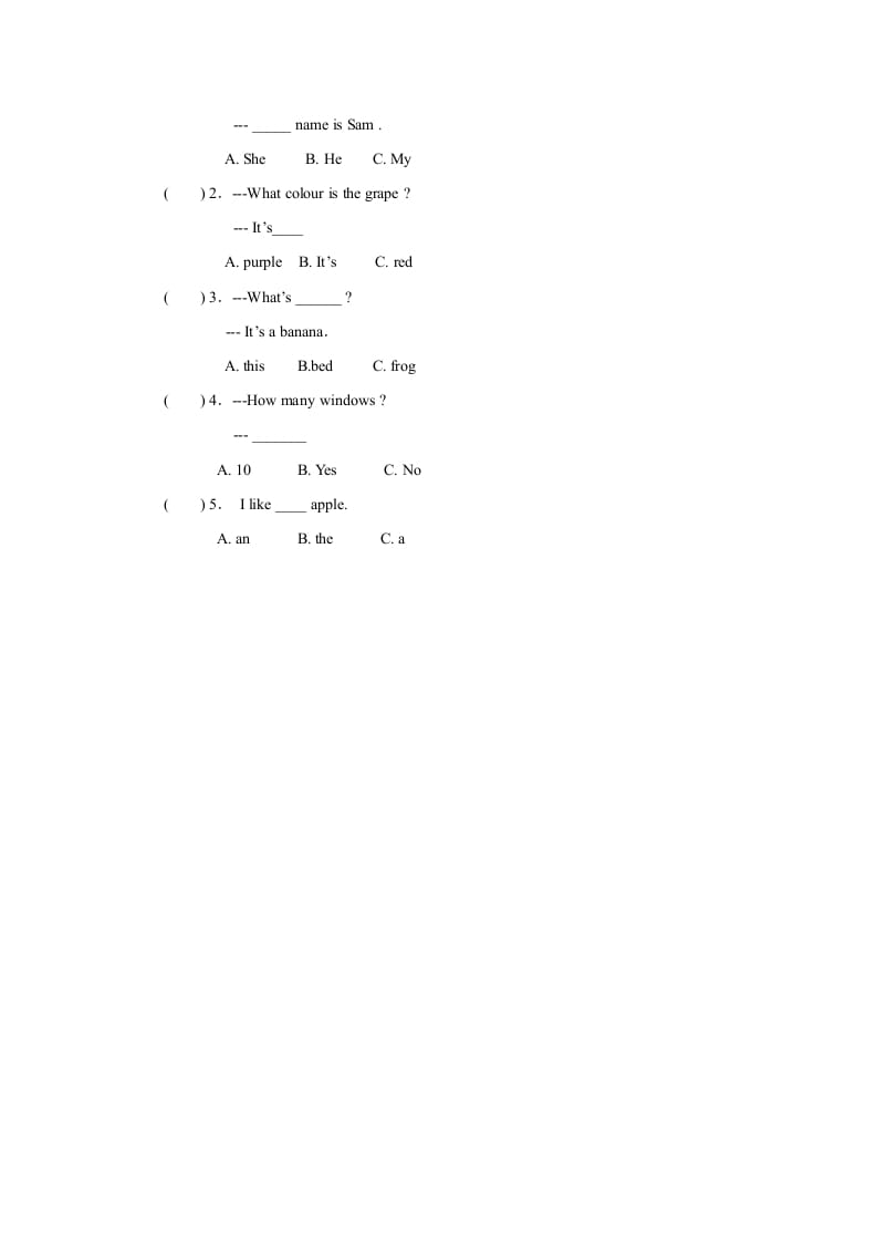 图片[2]-一年级英语上册Unit6习题(6)（人教一起点）-知识笔记