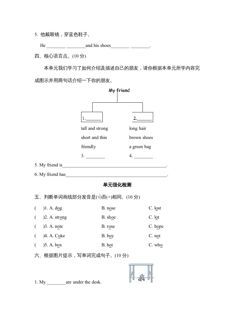 图片[2]-四年级英语上册Unit3单元知识梳理卷（人教PEP）-知识笔记