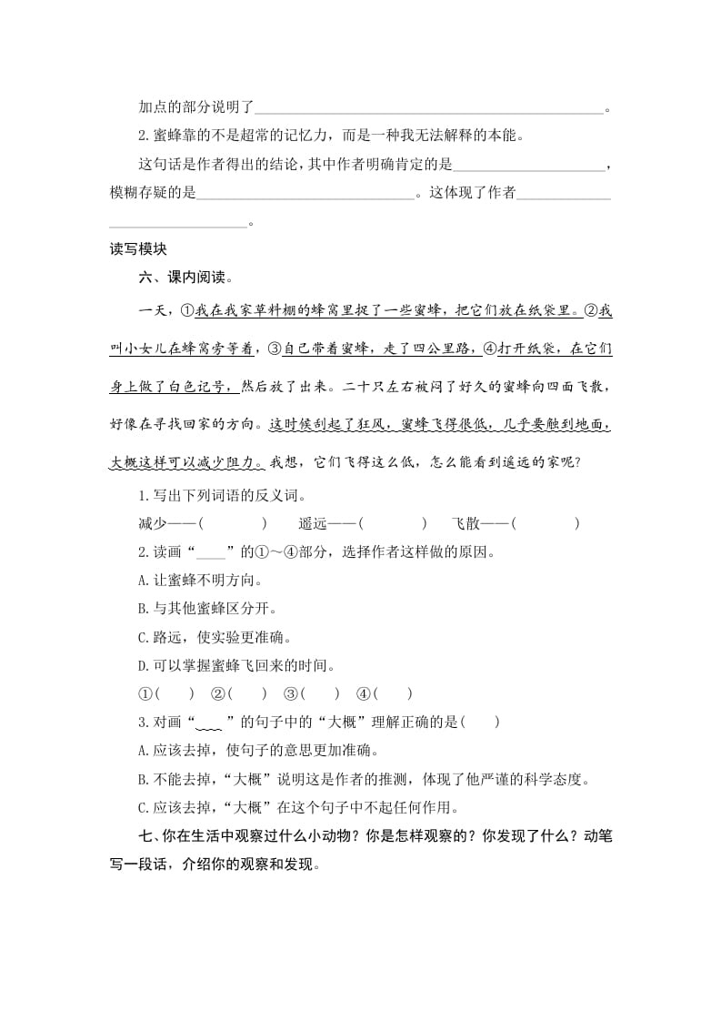 图片[2]-三年级语文下册14蜜蜂-知识笔记
