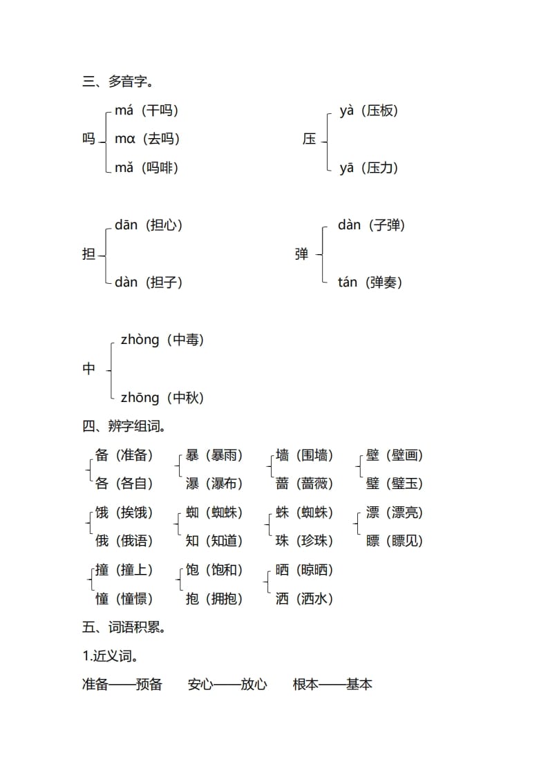 图片[3]-三年级语文上册第四单元知识要点汇总（部编版）(1)-知识笔记