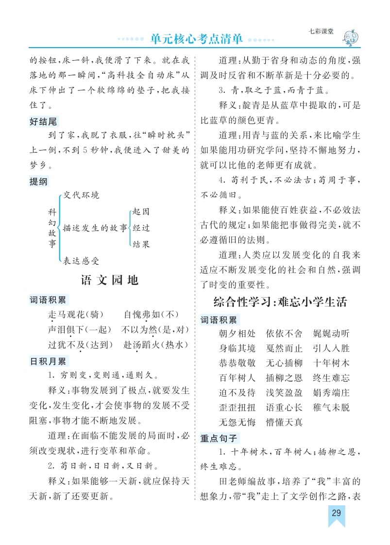 六年级语文下册第六单元核心考点清单-知识笔记