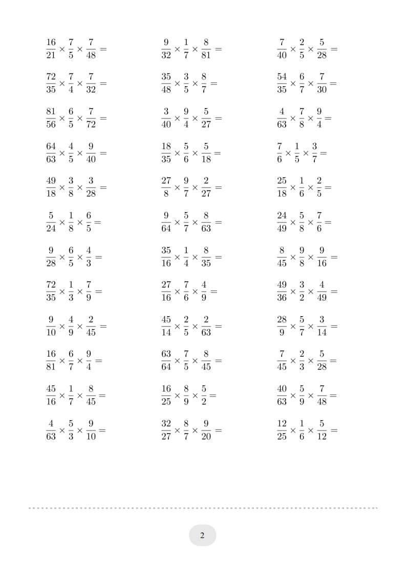 图片[2]-六年级数学上册▲口算题（分数连乘）连打版（人教版）-知识笔记