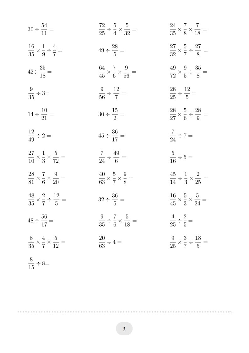 图片[3]-六年级数学上册▲口算题（分数除法）连打版（人教版）-知识笔记