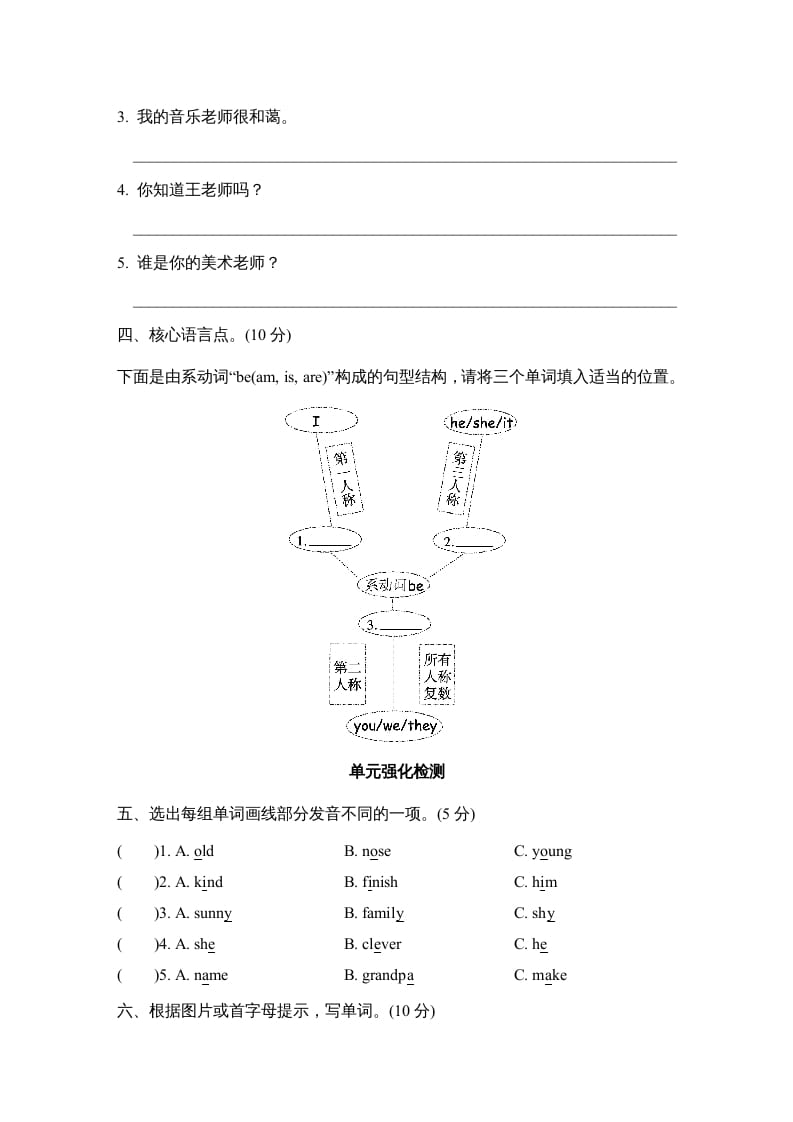 图片[2]-五年级英语上册Unit1单元知识梳理卷（人教版PEP）-知识笔记