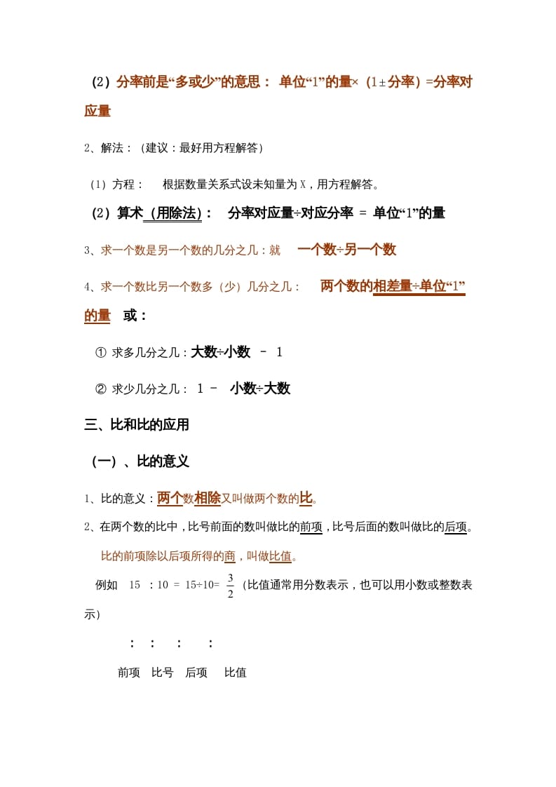 图片[2]-六年级数学上册第2单元归纳总结（人教版）-知识笔记