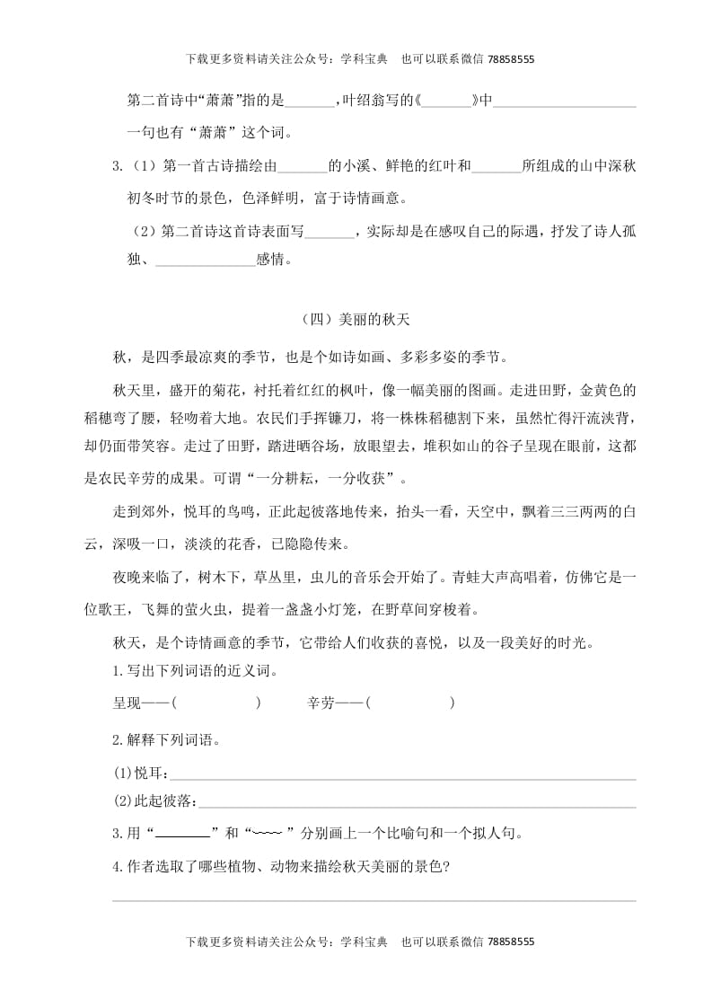 图片[3]-三年级语文上册课外阅读训练（含参考答案）（部编版）-知识笔记