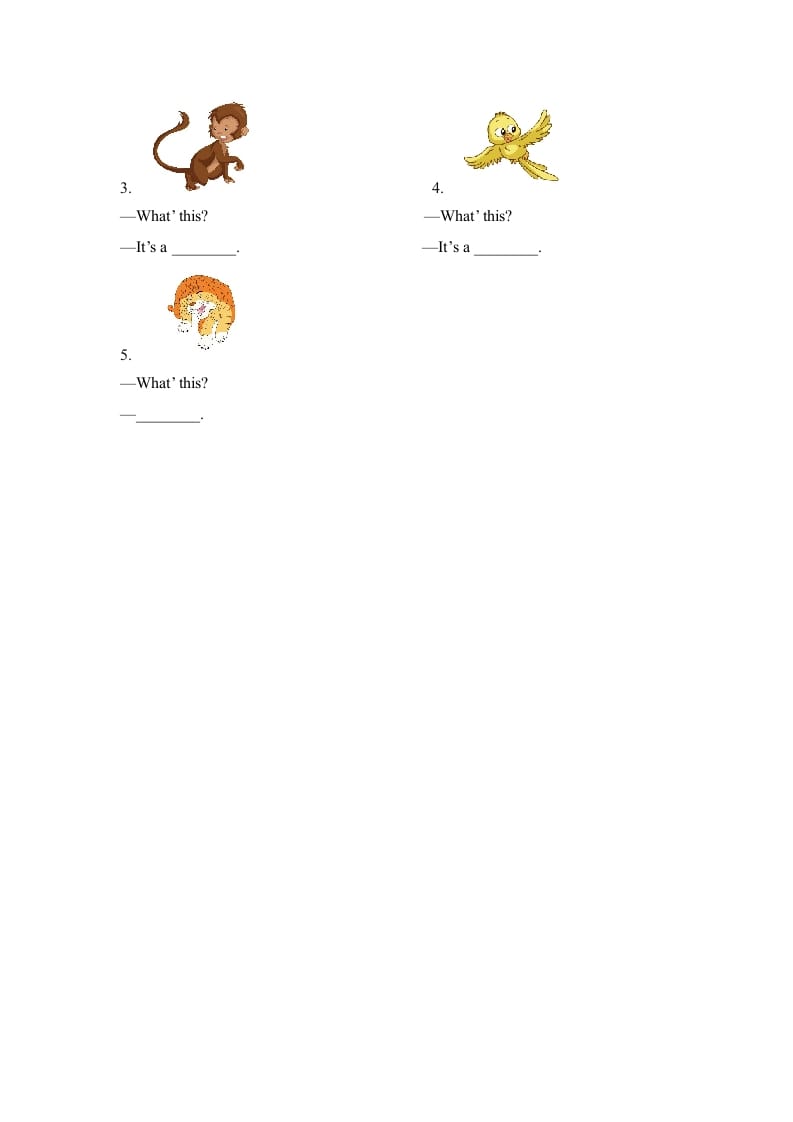 图片[2]-一年级英语上册Unit3_Lesson2课时训练（人教一起点）-知识笔记