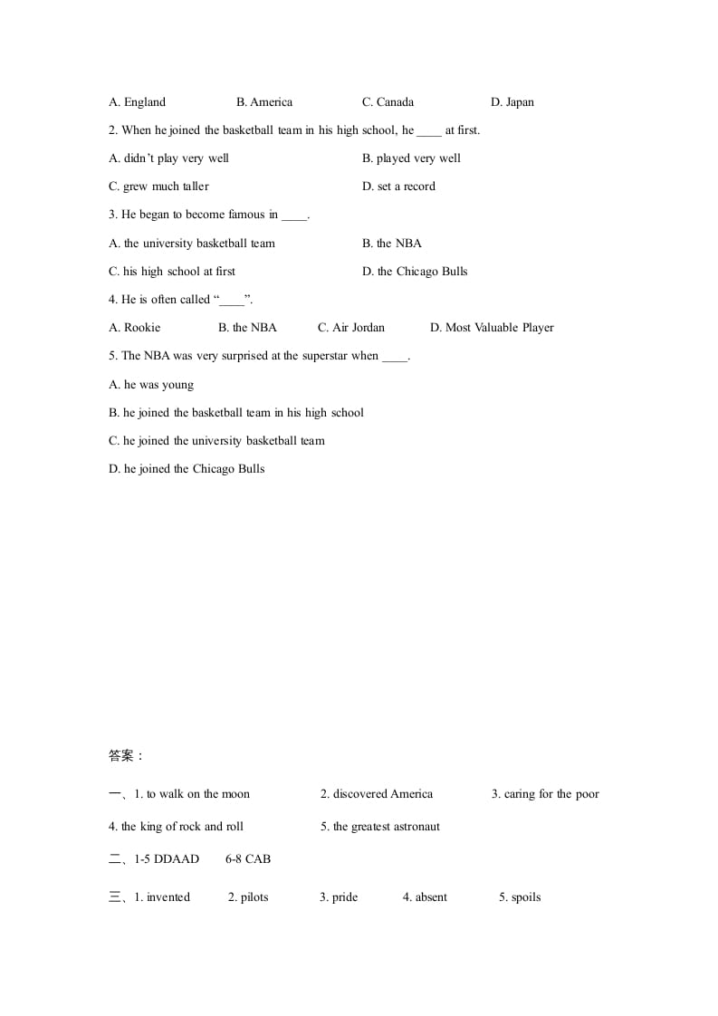 图片[3]-六年级英语上册Unit5FamousPeopleLesson2同步练习3（人教版一起点）-知识笔记