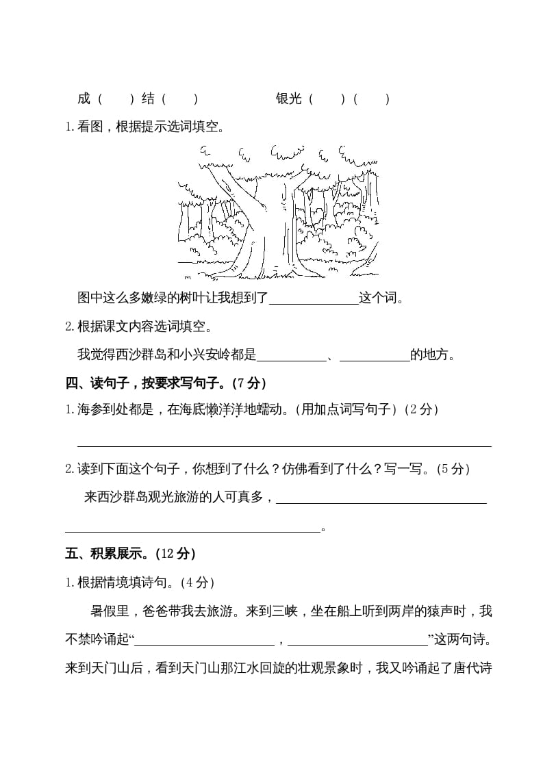 图片[3]-三年级语文上册第六单元测试卷（部编版）-知识笔记