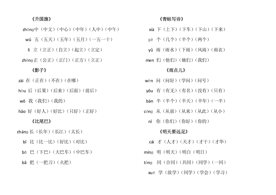 图片[3]-一年级语文上册上写字表生字组词（部编版）-知识笔记