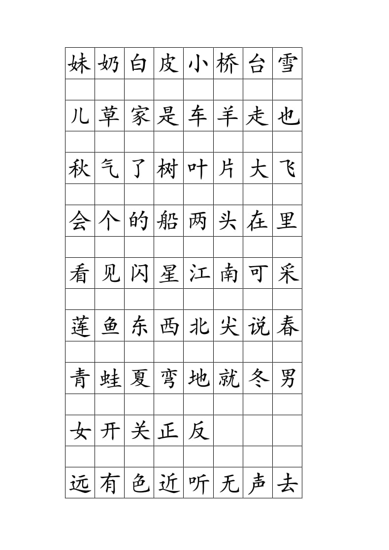 图片[2]-一年级语文上册注音田字格生字表打印（部编版）-知识笔记