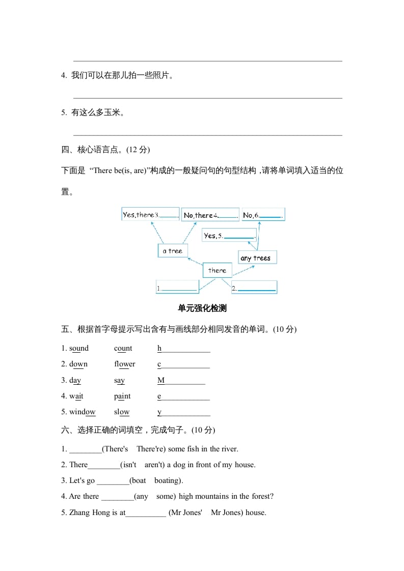 图片[2]-五年级英语上册Unit6单元知识梳理卷本（人教版PEP）-知识笔记