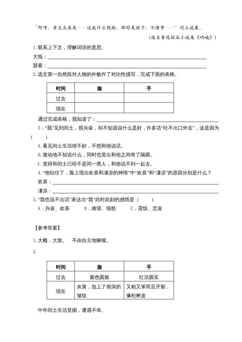 图片[3]-六年级语文上册类文阅读24少年闰土（部编版）-知识笔记