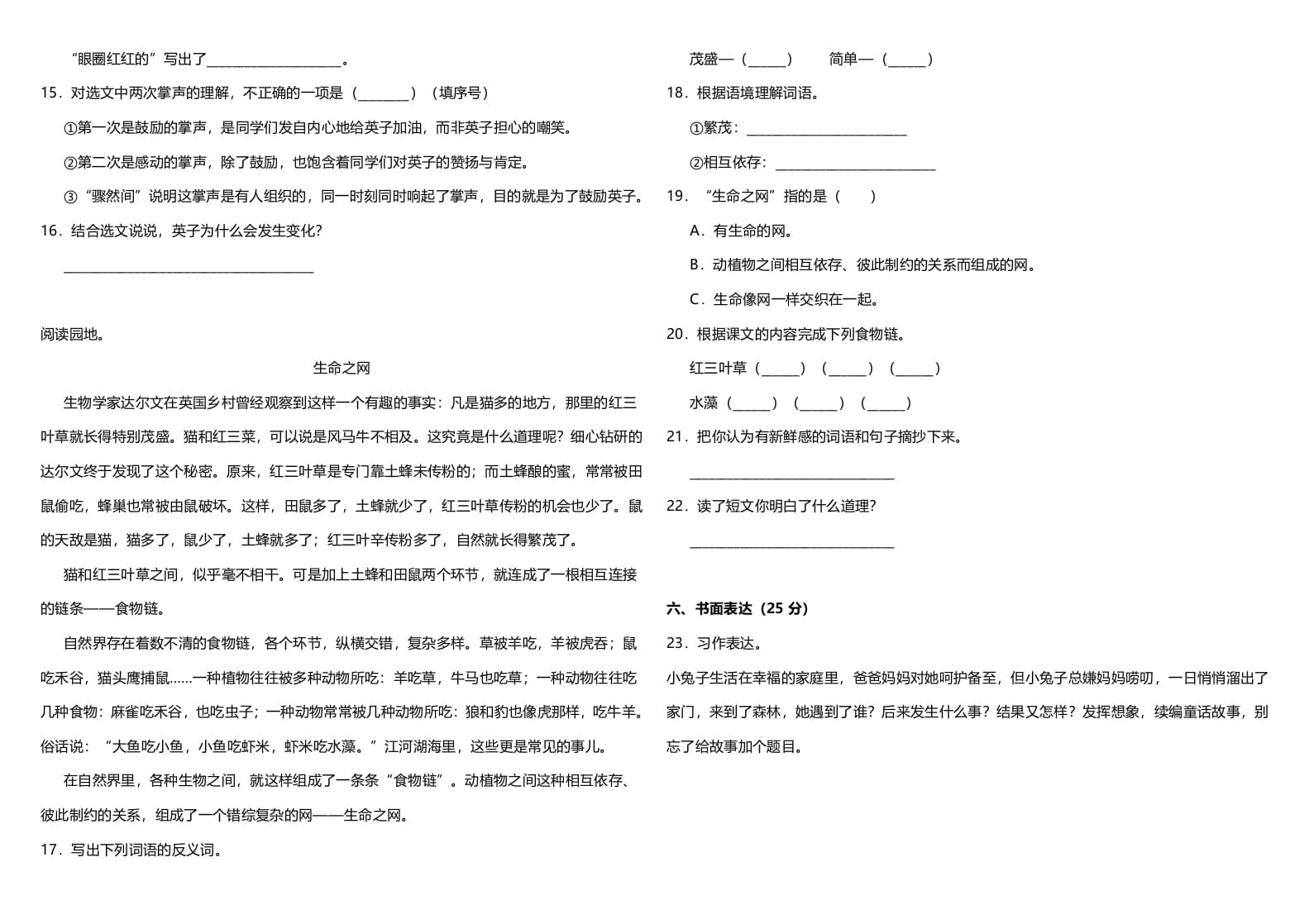 图片[3]-三年级语文上册（期末测试题）版（部编版）-知识笔记