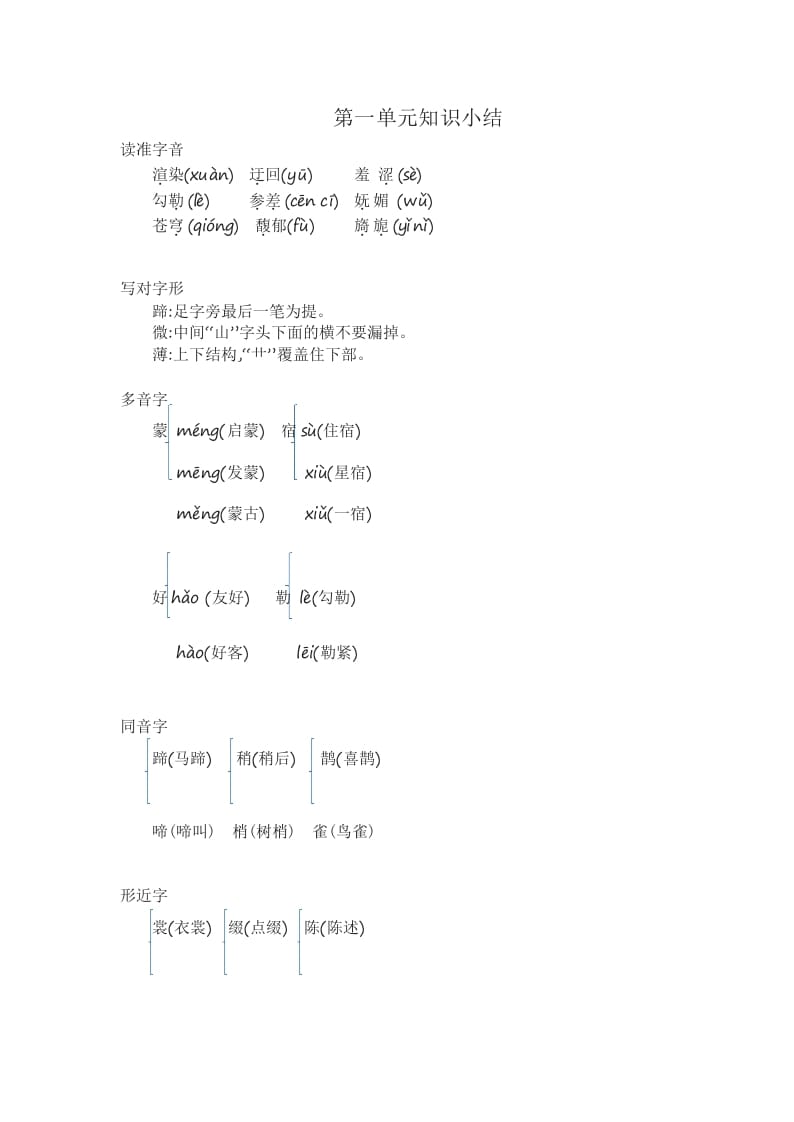 六年级语文上册知识要点（部编版）-知识笔记
