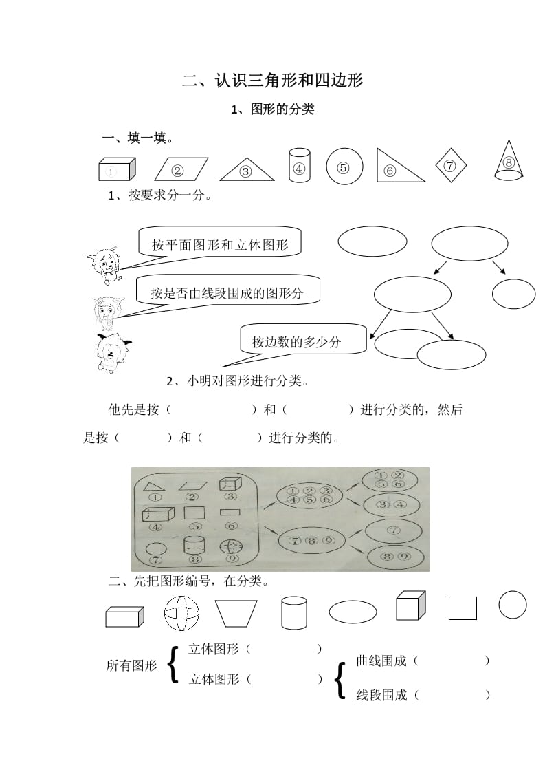四年级数学下册2.1图形的分类-知识笔记