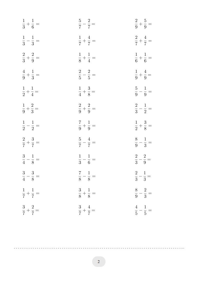 图片[2]-三年级数学上册口算题(分数的简单计算)1000题（人教版）-知识笔记