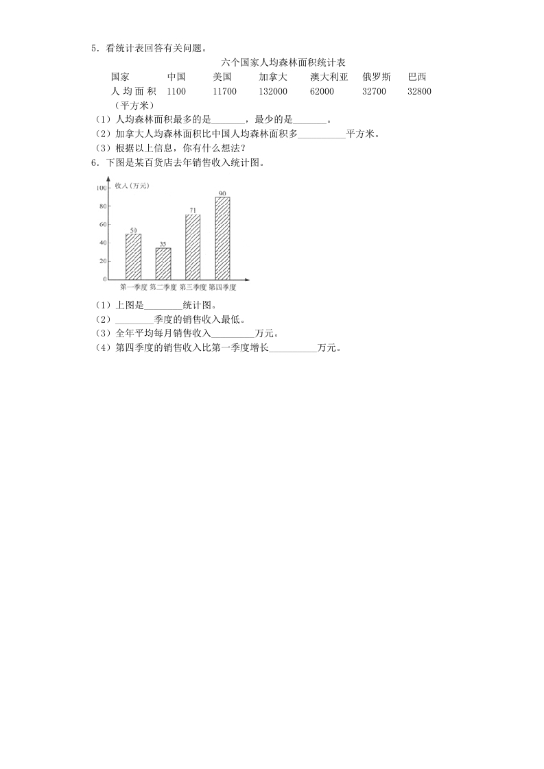 图片[2]-四年级数学上册练习题-统计表和条形统计图-（苏教版）-知识笔记