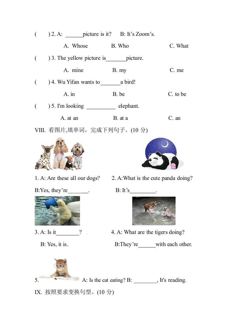 图片[3]-五年级数学下册Unit5Whosedogisit单元测试-知识笔记