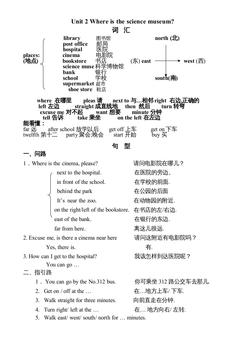 图片[2]-六年级英语上册知识点单元总结（人教版PEP）-知识笔记