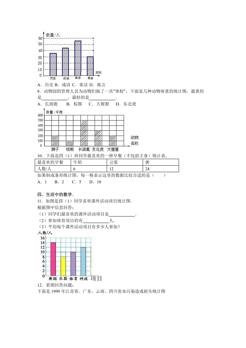 图片[2]-四年级数学上册第7单元测试卷1（人教版）-知识笔记