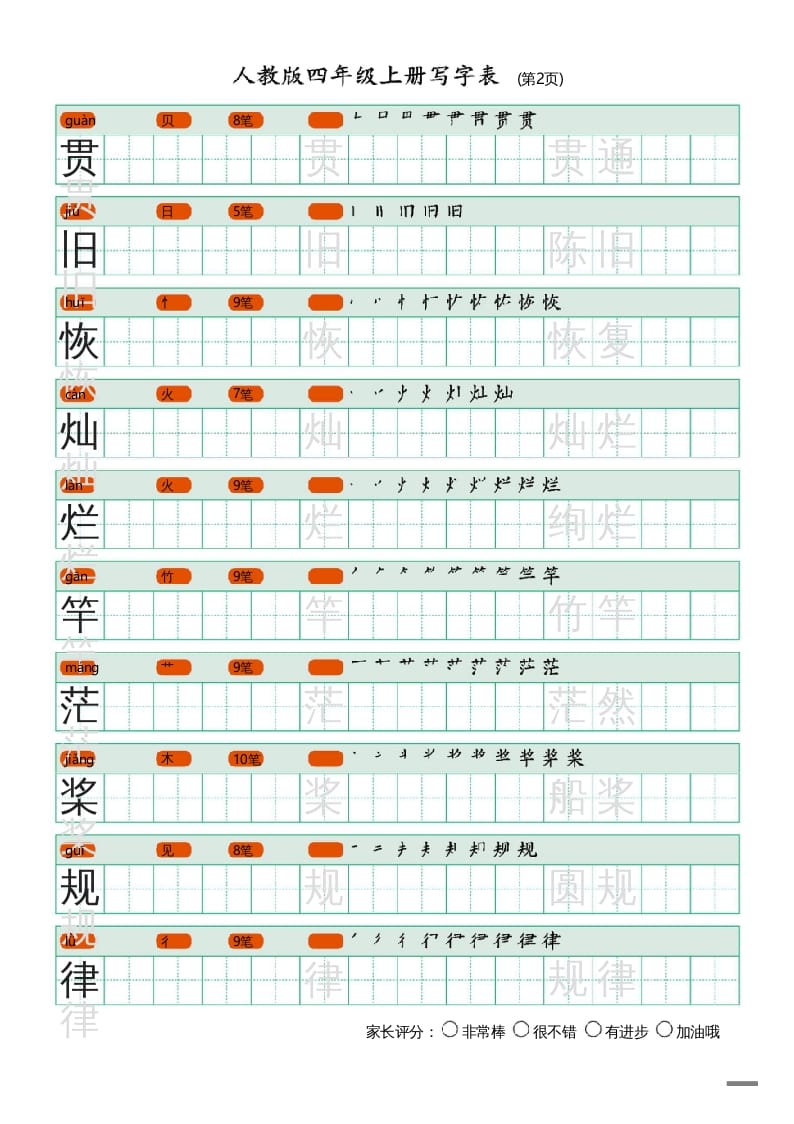 图片[2]-四年级语文上册写字表（20页）PDF-知识笔记