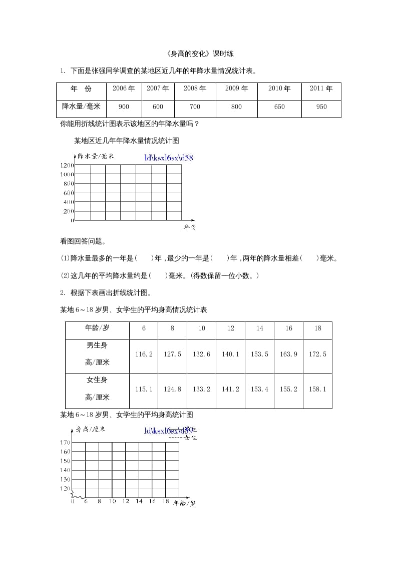 六年级数学上册5.4身高的变化（北师大版）-知识笔记
