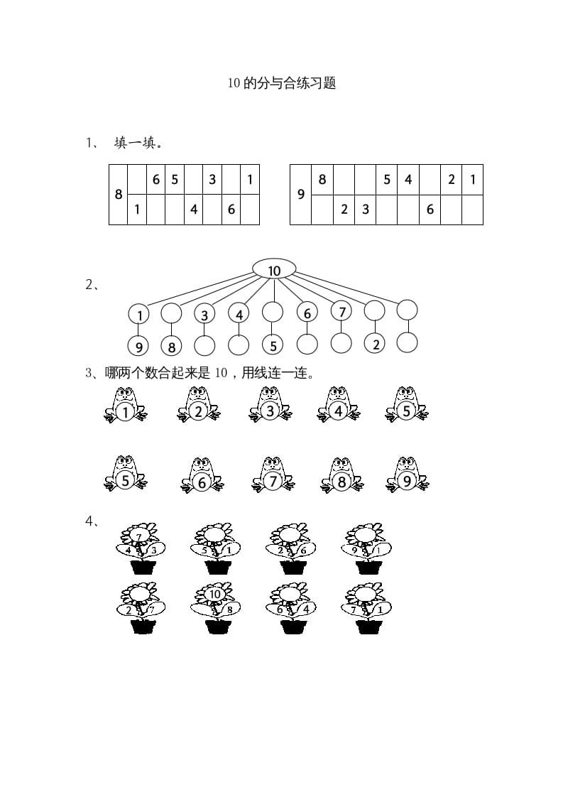 一年级数学上册7.410的分与合（苏教版）-知识笔记